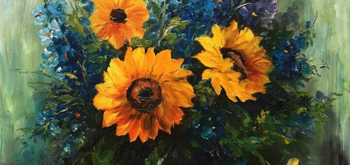 Bild: Blumenstillleben, Öl auf Leinwand, signiert - Bild ist Teil der Auktion